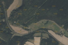 Satelitní snímek  zaniklé obce Muzlov, roku 2018.