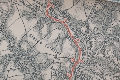 Zakreslení železniční tratě v oblasti Muzova 1892